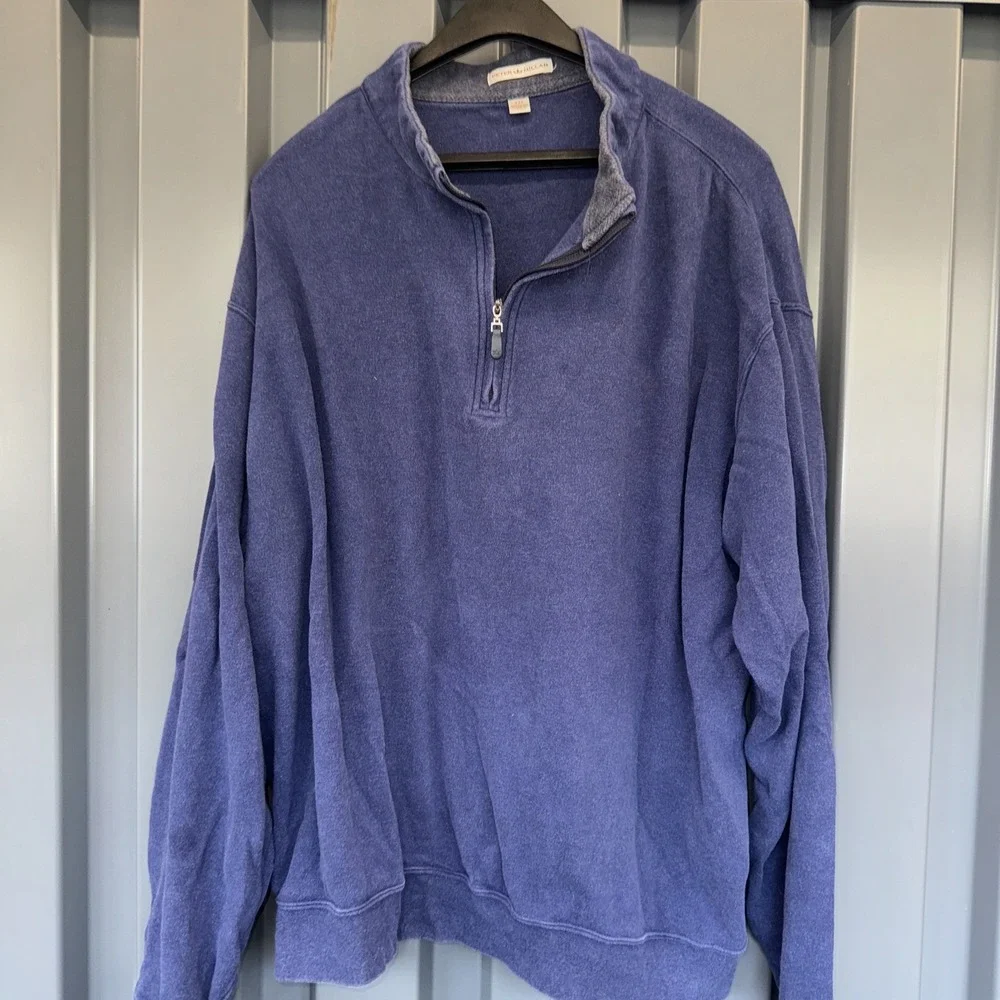 Peter Millar Mens XXL Purple Quarter Zip Pullover Cotton Blend Sweater